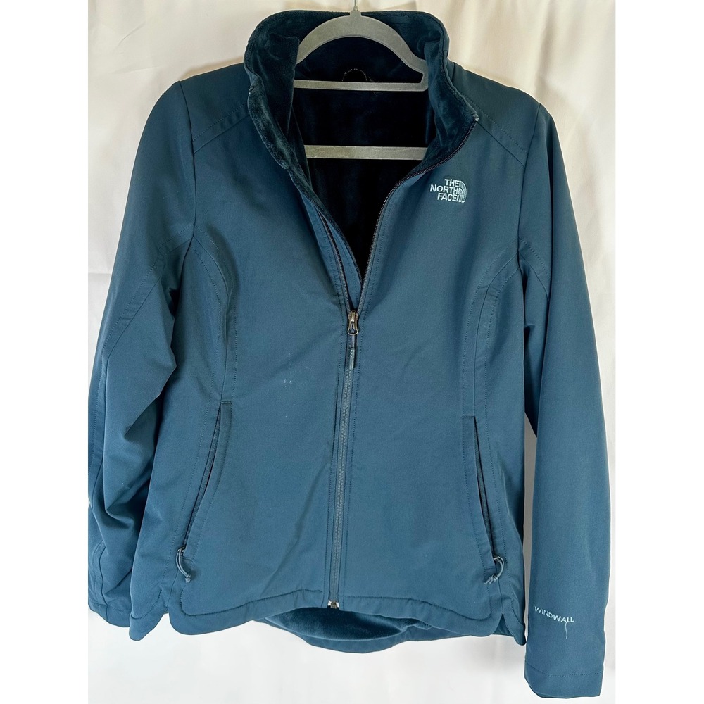 The North Face Womens WindWall Softshell Fleece Lined Jacket Teal Blue Medium